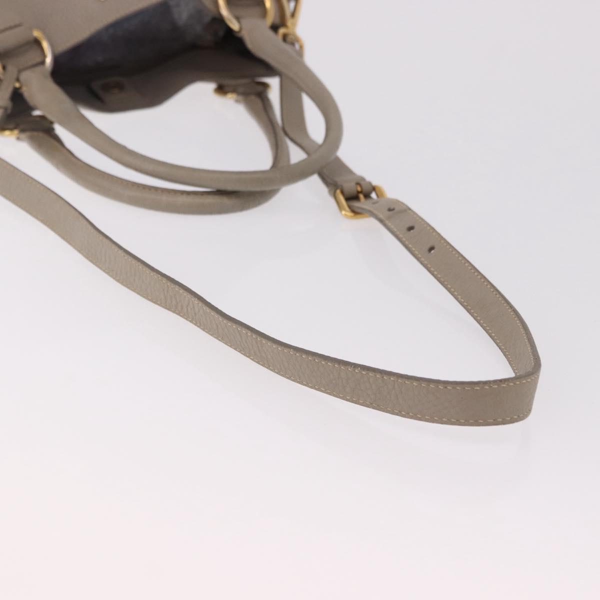 PRADA Hand Bag Leather 2way Gray Gold