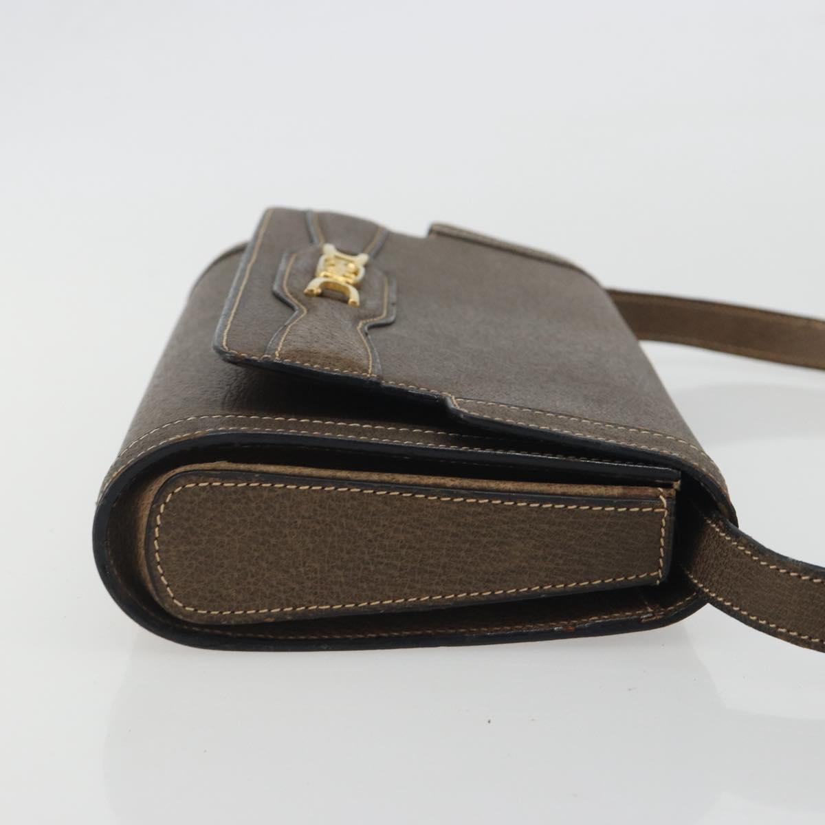 CELINE Shoulder Bag Leather Brown Gold