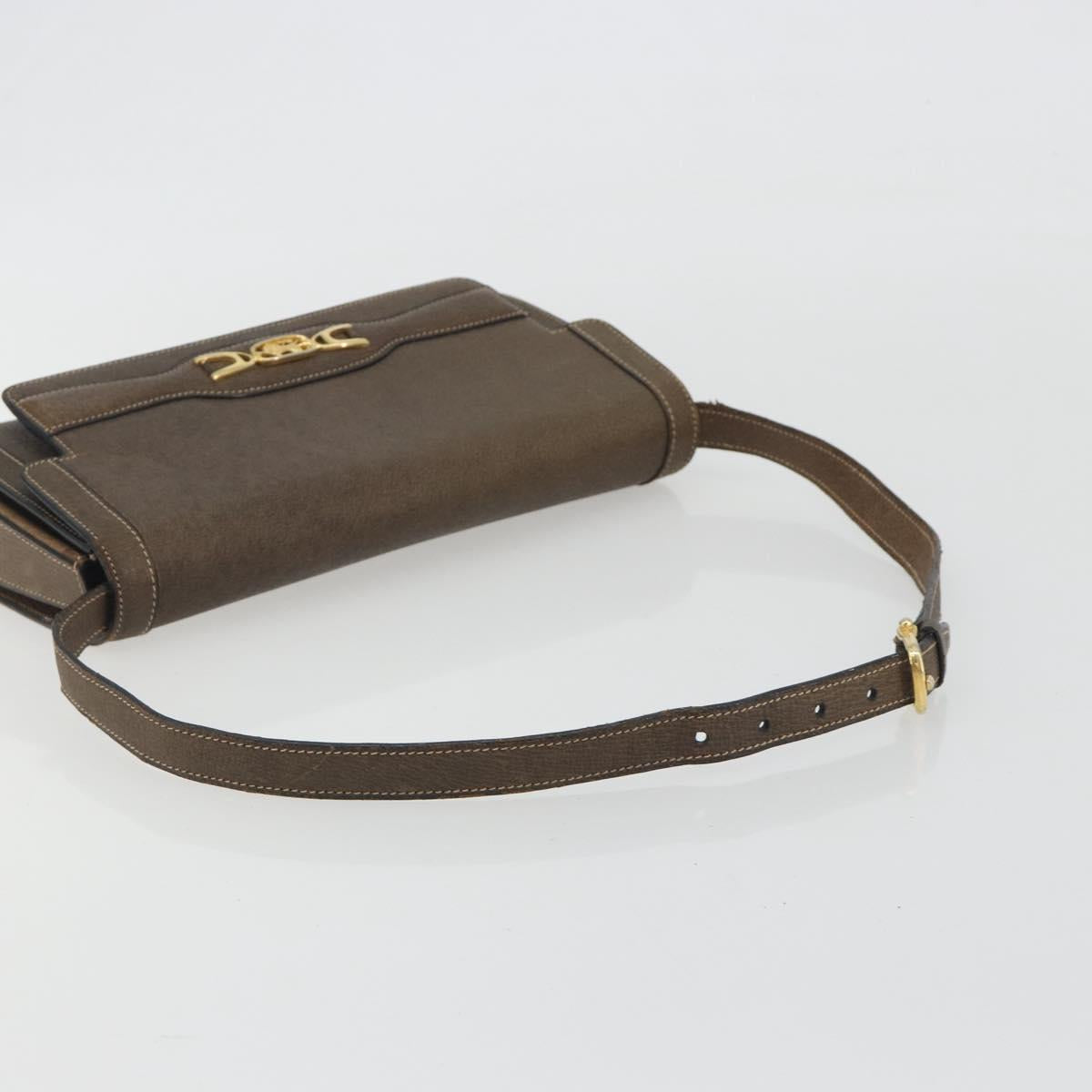 CELINE Shoulder Bag Leather Brown Gold