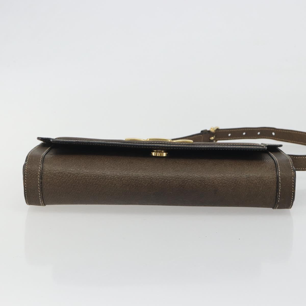 CELINE Shoulder Bag Leather Brown Gold