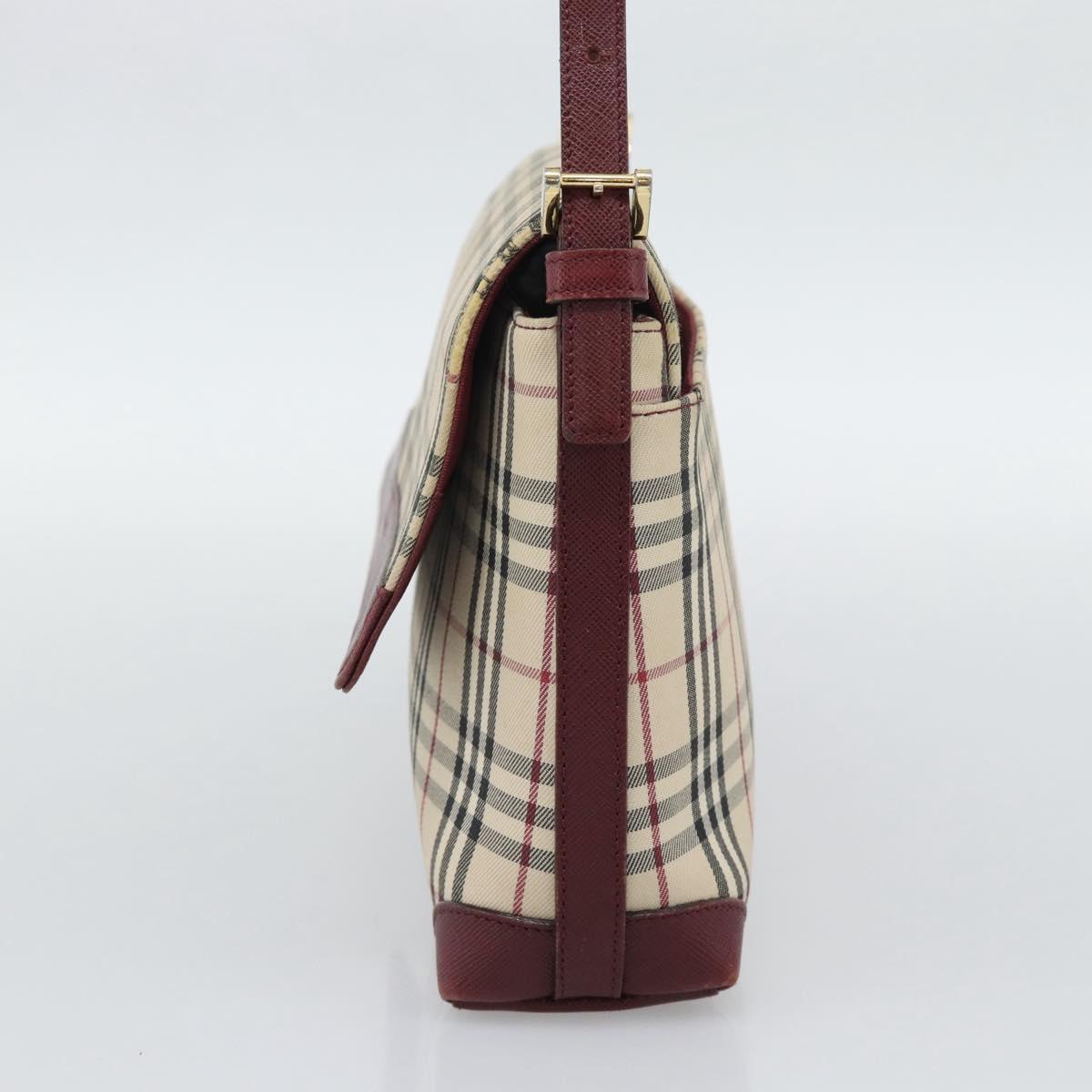 BURBERRY Nova Check Hand Bag Canvas Beige Gold