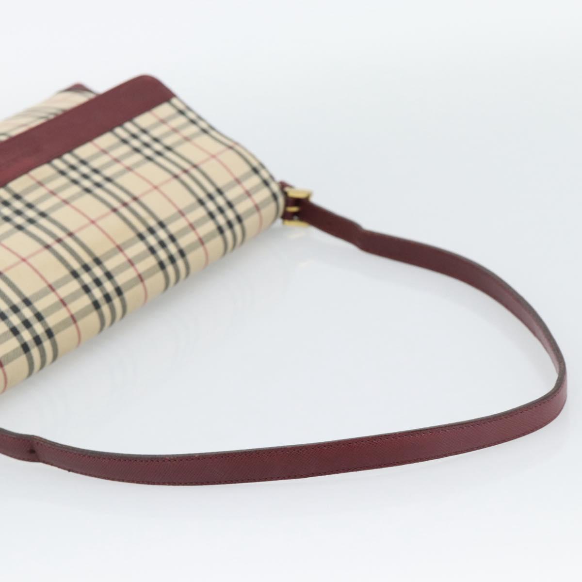 BURBERRY Nova Check Hand Bag Canvas Beige Gold