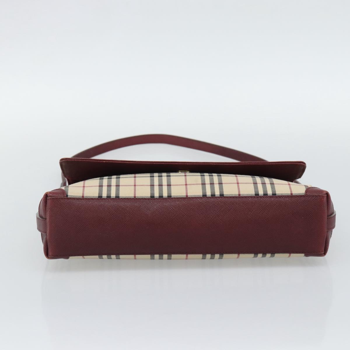 BURBERRY Nova Check Hand Bag Canvas Beige Gold