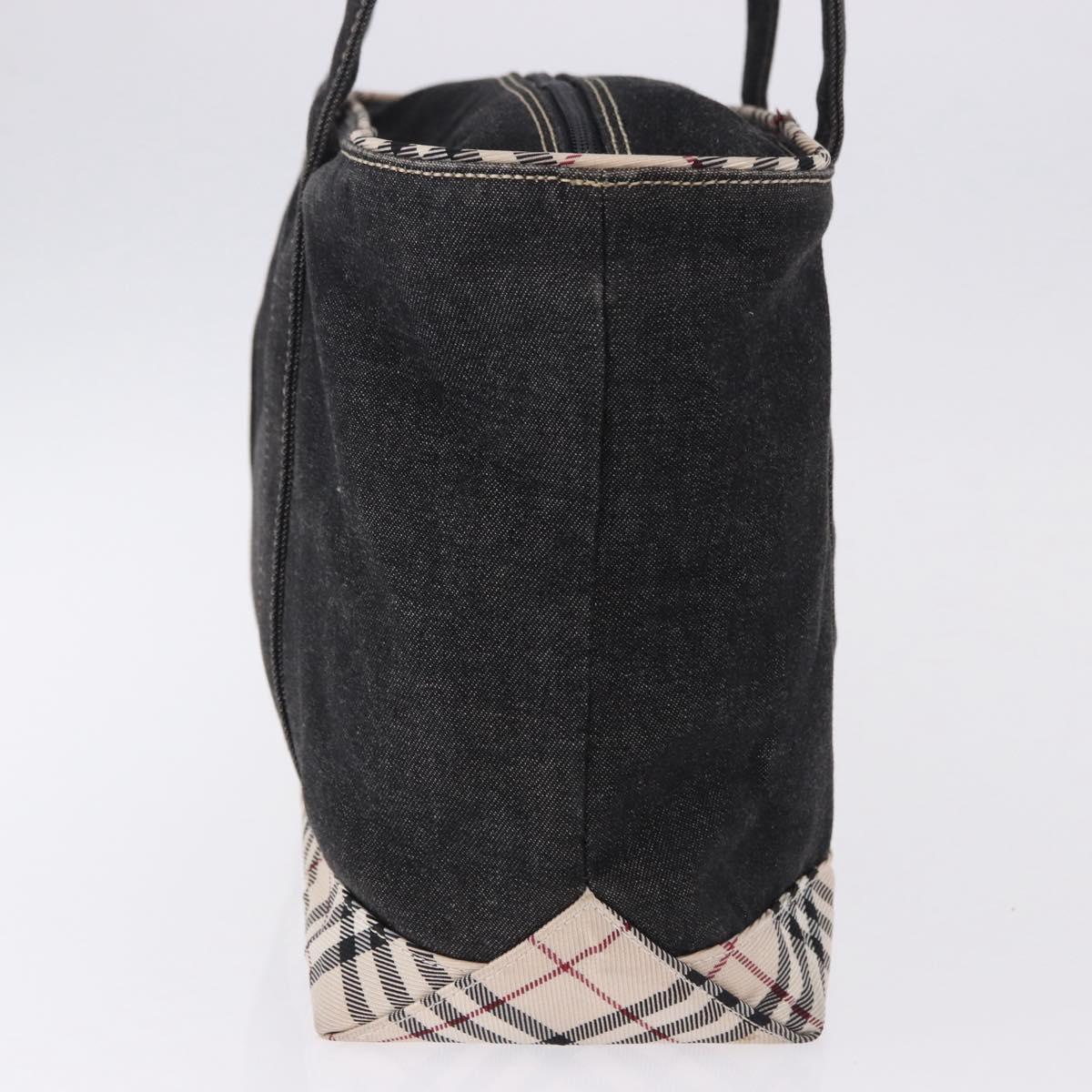 BURBERRY Nova Check Hand Bag Denim Black Silver