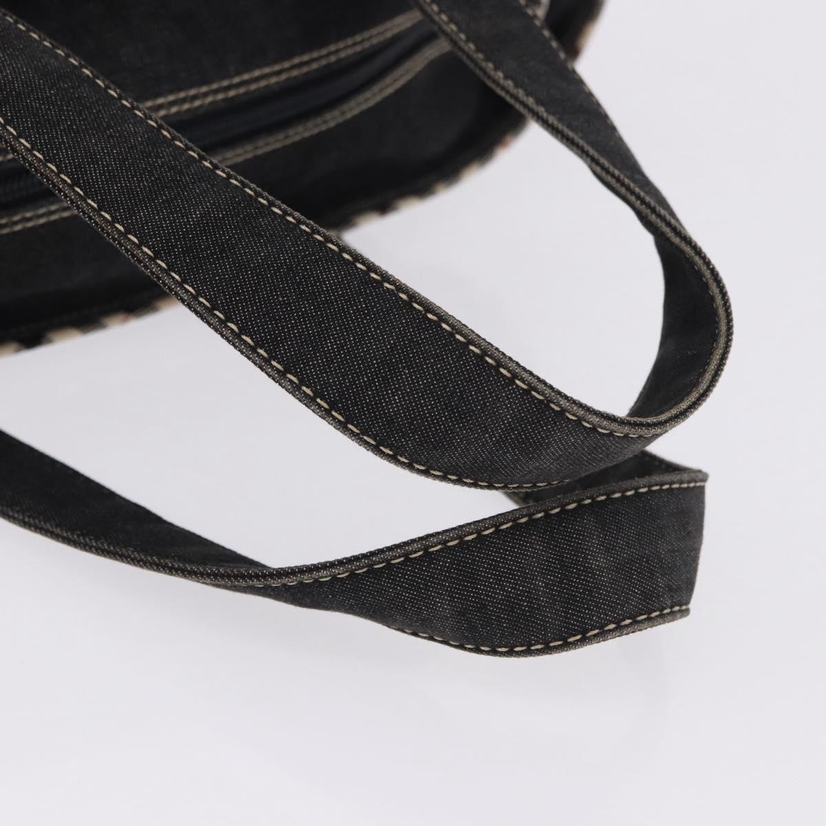 BURBERRY Nova Check Hand Bag Denim Black Silver