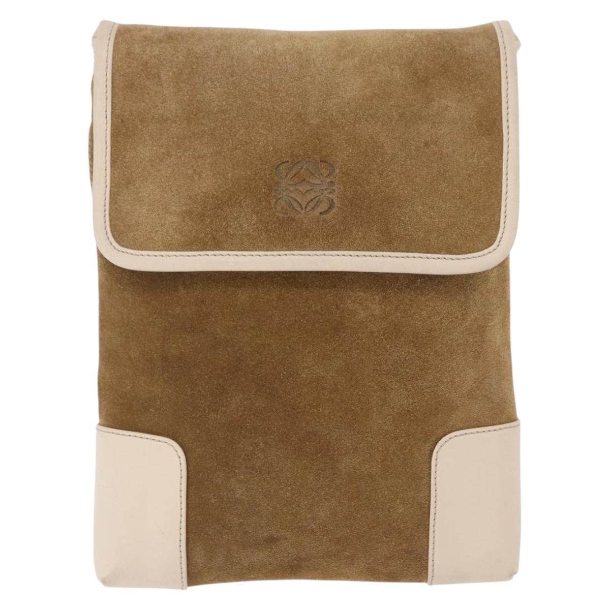 LOEWE Shoulder Bag Suede Brown Gold