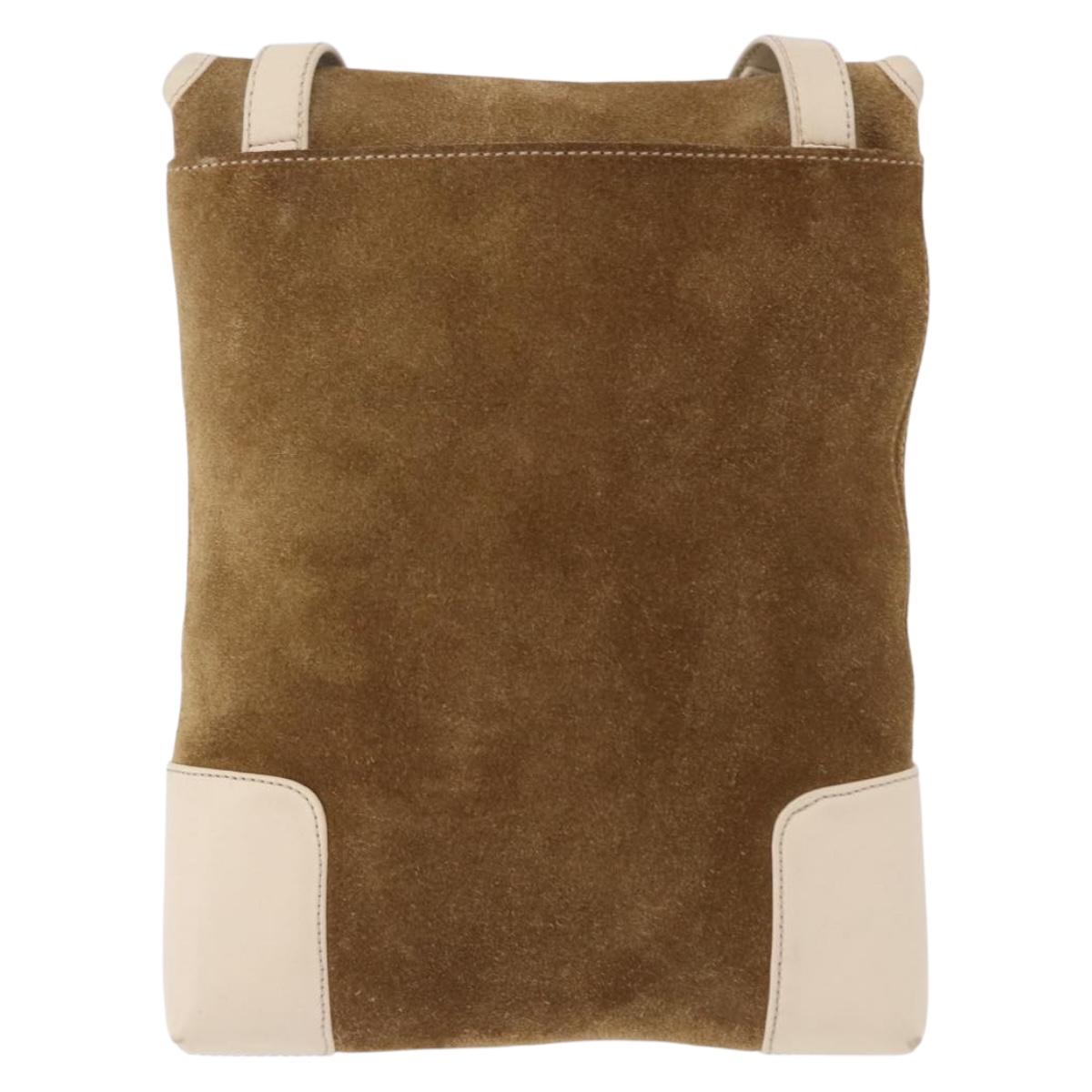 LOEWE Shoulder Bag Suede Brown Gold
