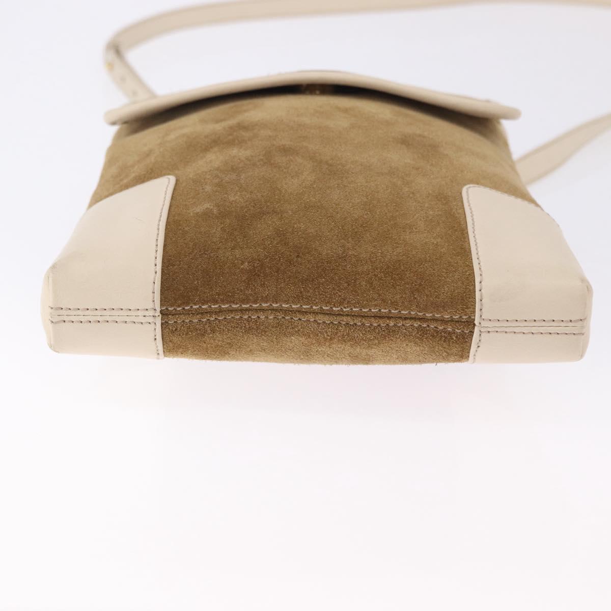 LOEWE Shoulder Bag Suede Brown Gold