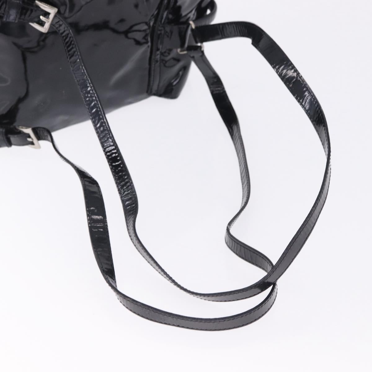 PRADA Backpack Patent Leather Black Silver