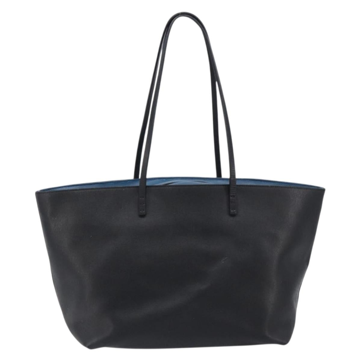FENDI Tote Bag Leather Black Silver
