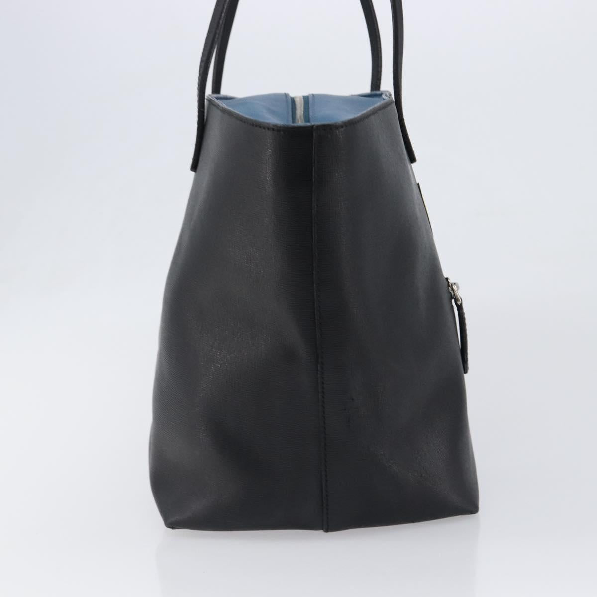 FENDI Tote Bag Leather Black Silver