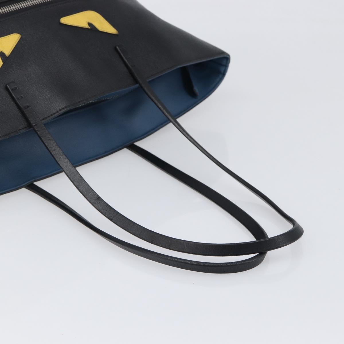 FENDI Tote Bag Leather Black Silver