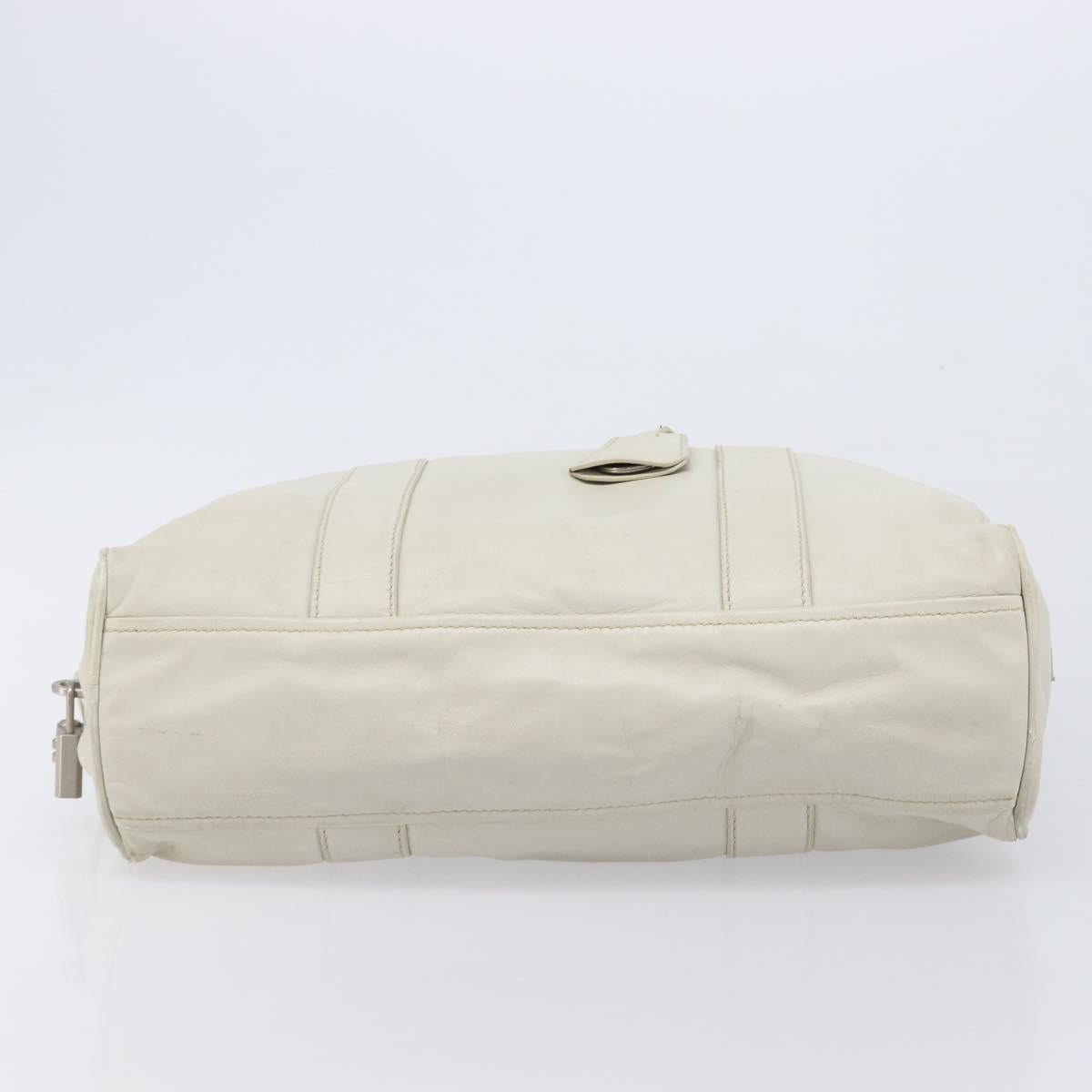 PRADA Tote Bag Leather White Silver