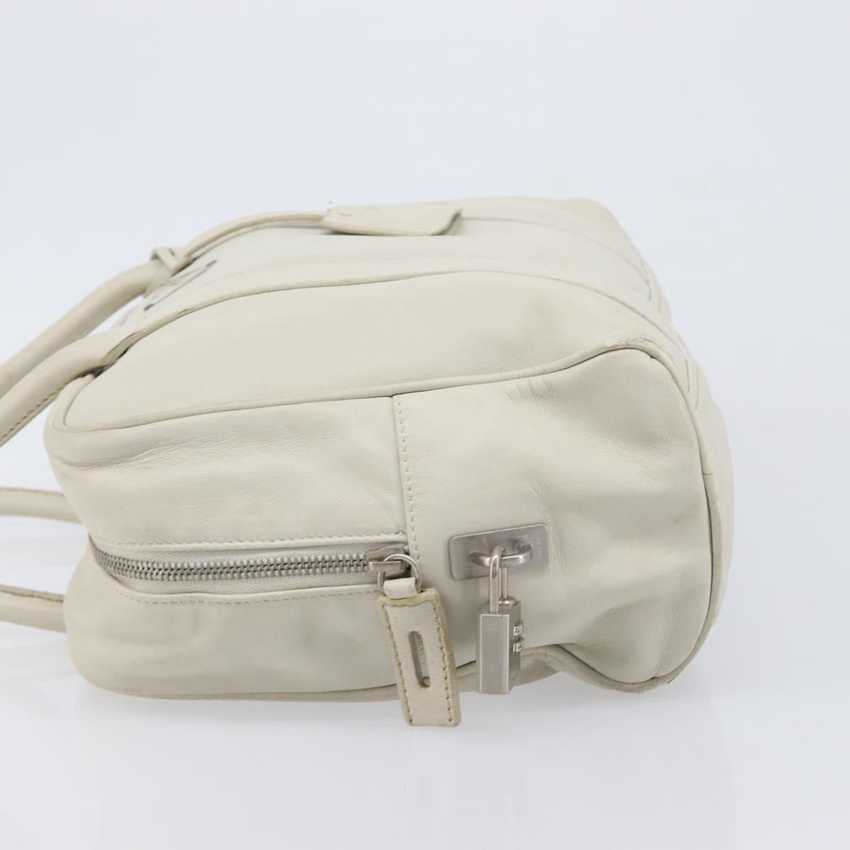 PRADA Tote Bag Leather White Silver