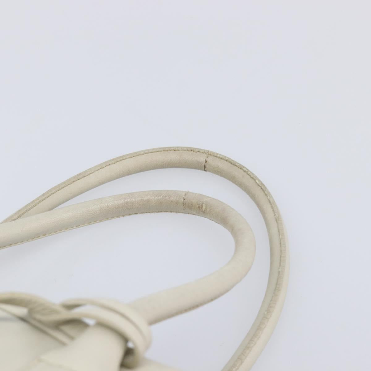 PRADA Tote Bag Leather White Silver