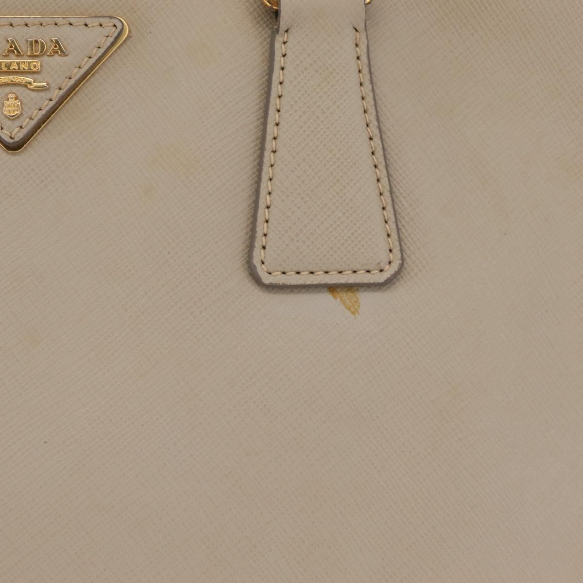 PRADA Hand Bag Saffiano Beige Gold