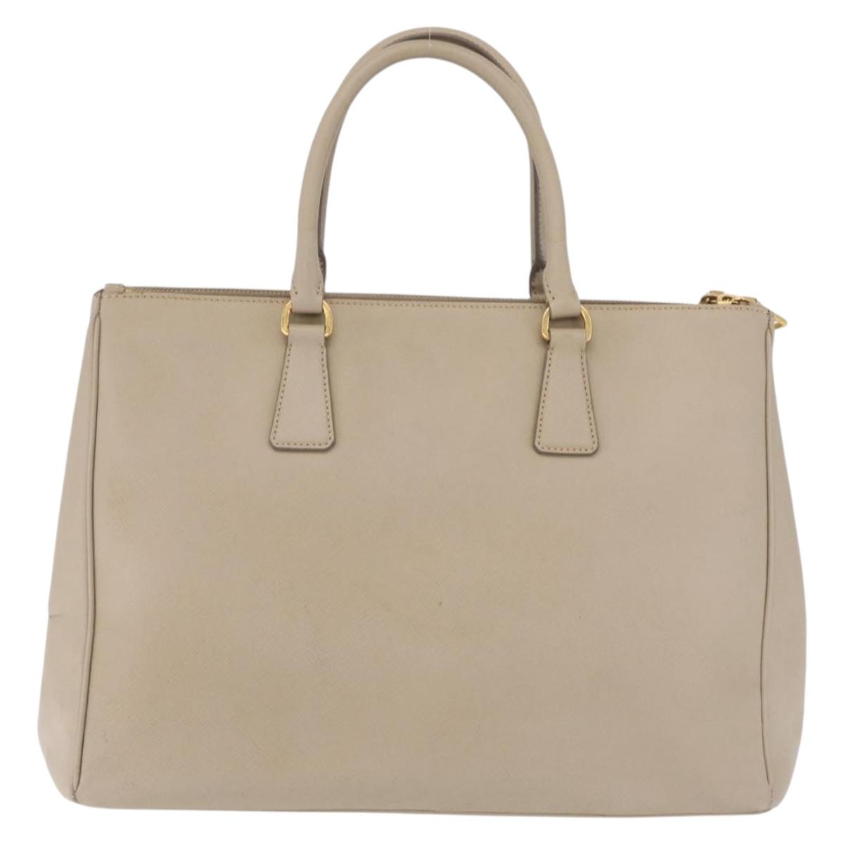 PRADA Hand Bag Saffiano Beige Gold