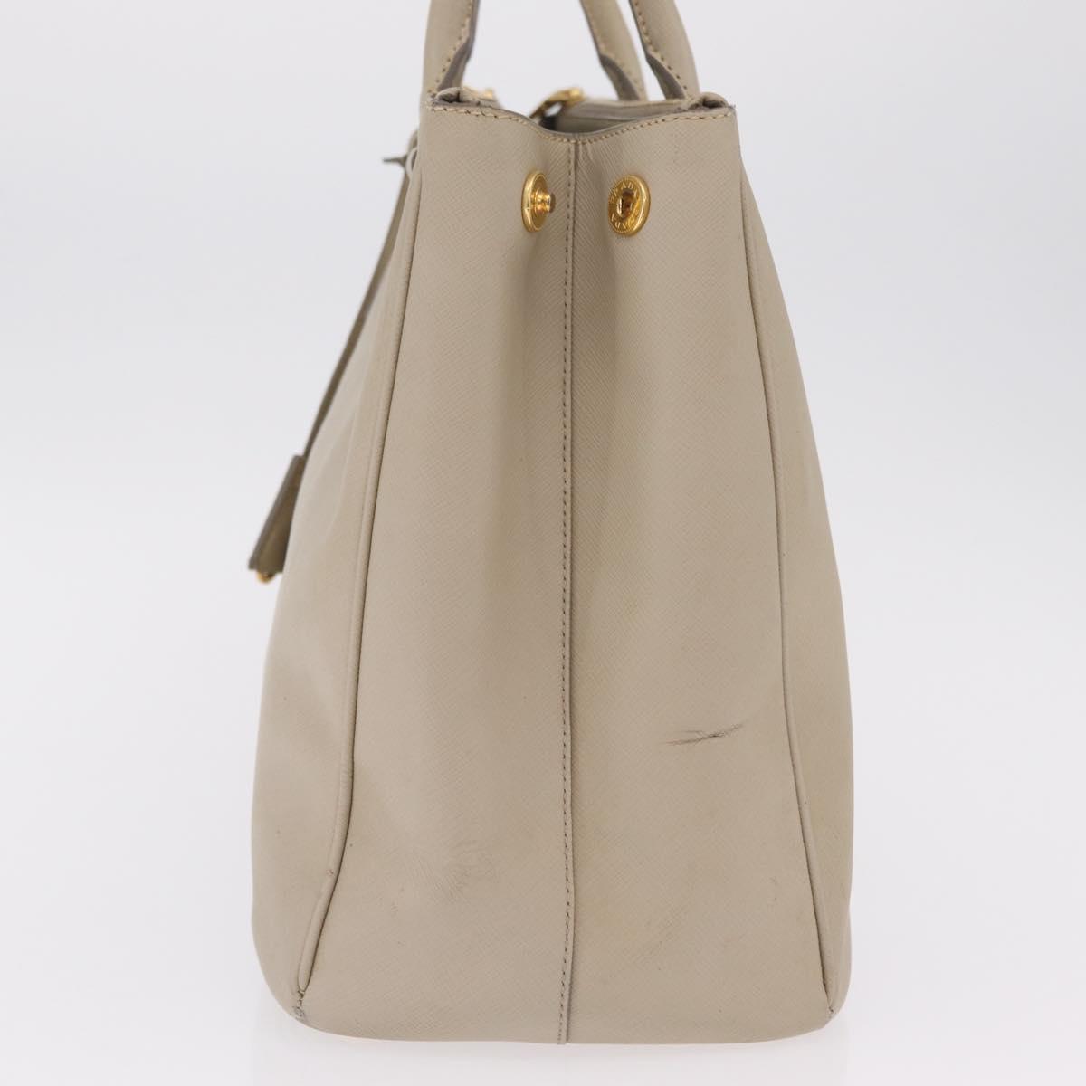 PRADA Hand Bag Saffiano Beige Gold