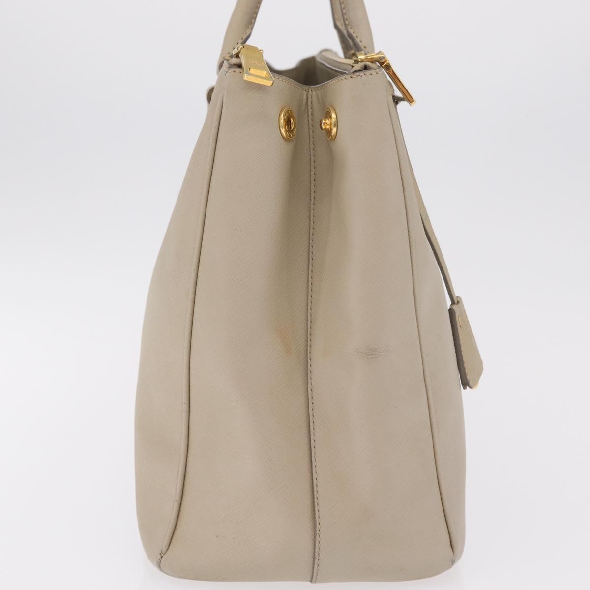 PRADA Hand Bag Saffiano Beige Gold