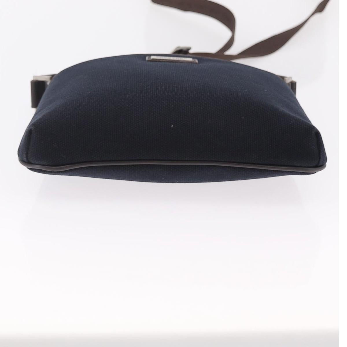 BURBERRY Black Label Shoulder Bag Canvas Navy Silver