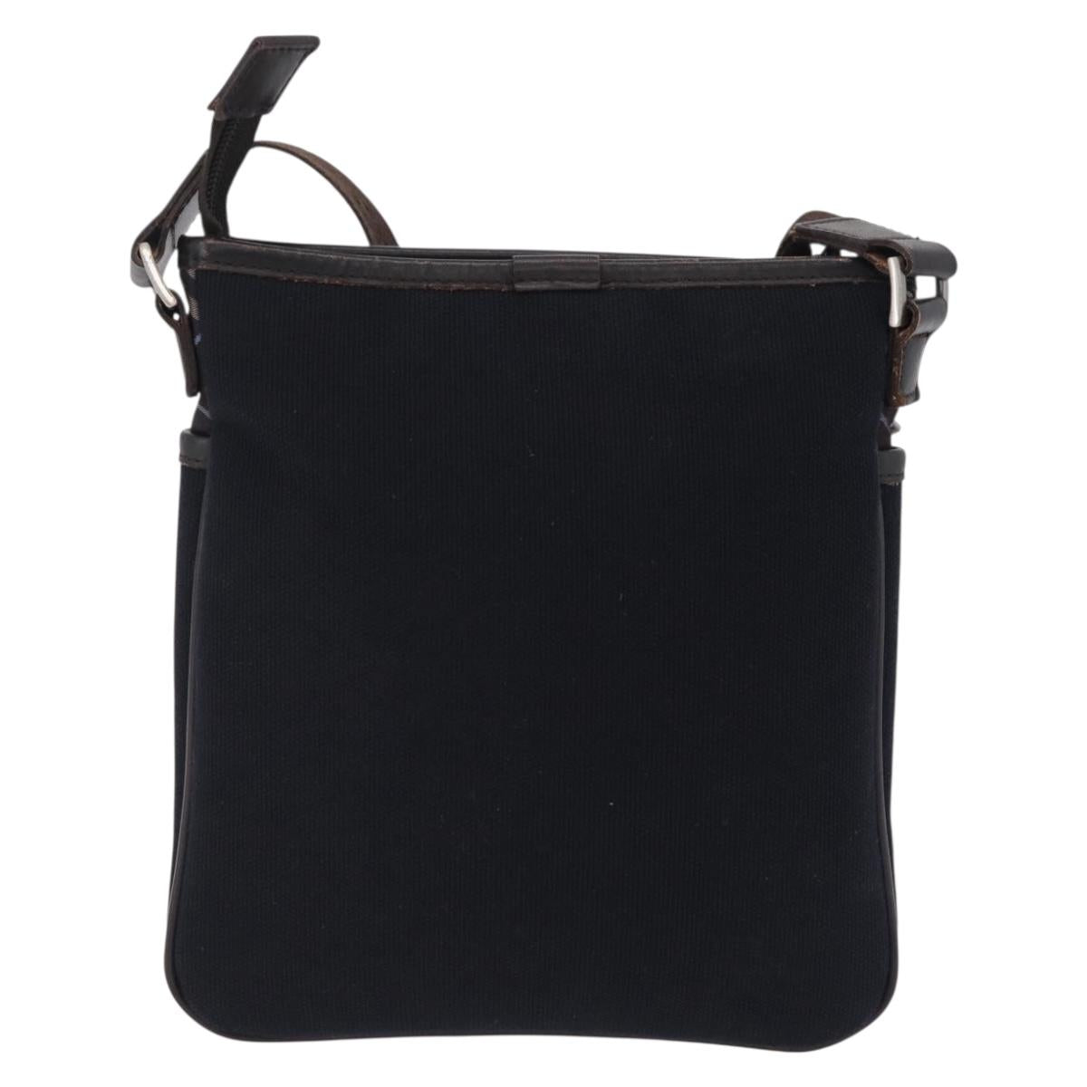 BURBERRY Black Label Shoulder Bag Canvas Navy Silver