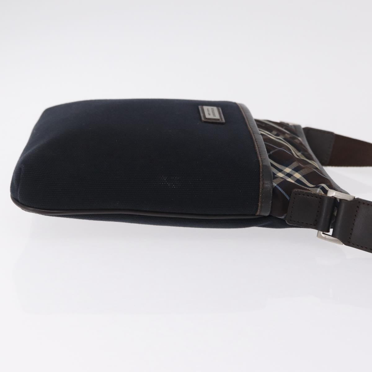 BURBERRY Black Label Shoulder Bag Canvas Navy Silver