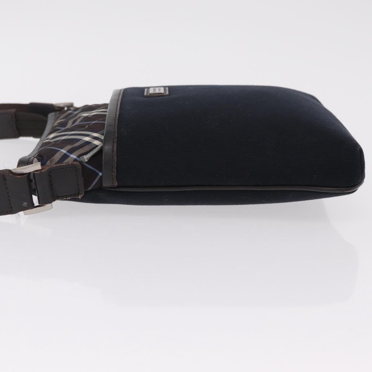 BURBERRY Black Label Shoulder Bag Canvas Navy Silver