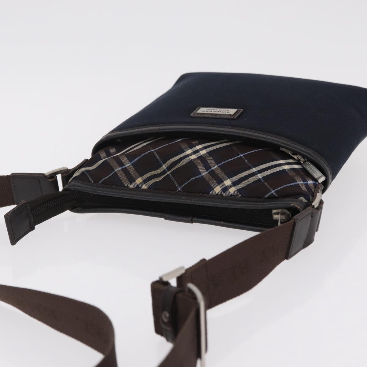 BURBERRY Black Label Shoulder Bag Canvas Navy Silver