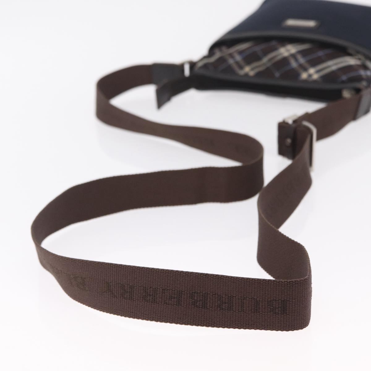 BURBERRY Black Label Shoulder Bag Canvas Navy Silver