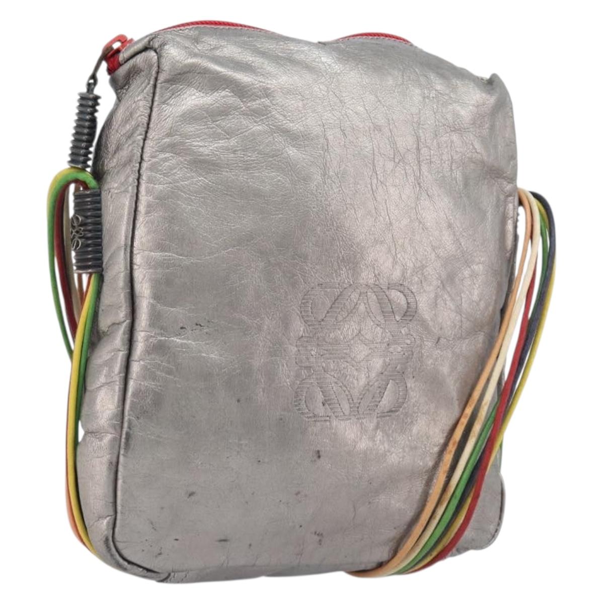 LOEWE Shoulder Bag Leather Silver
