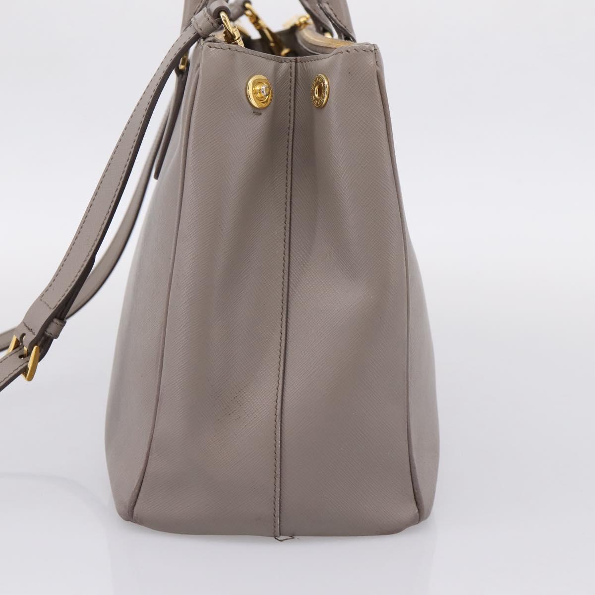 PRADA Hand Bag Saffiano leather 2way Gray Gold