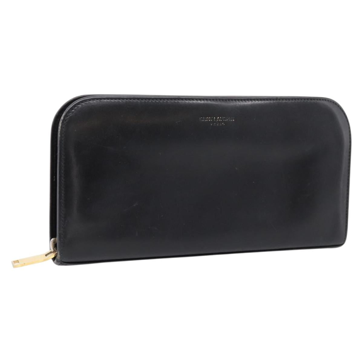 Saint Laurent Long Wallet Leather Black Gold