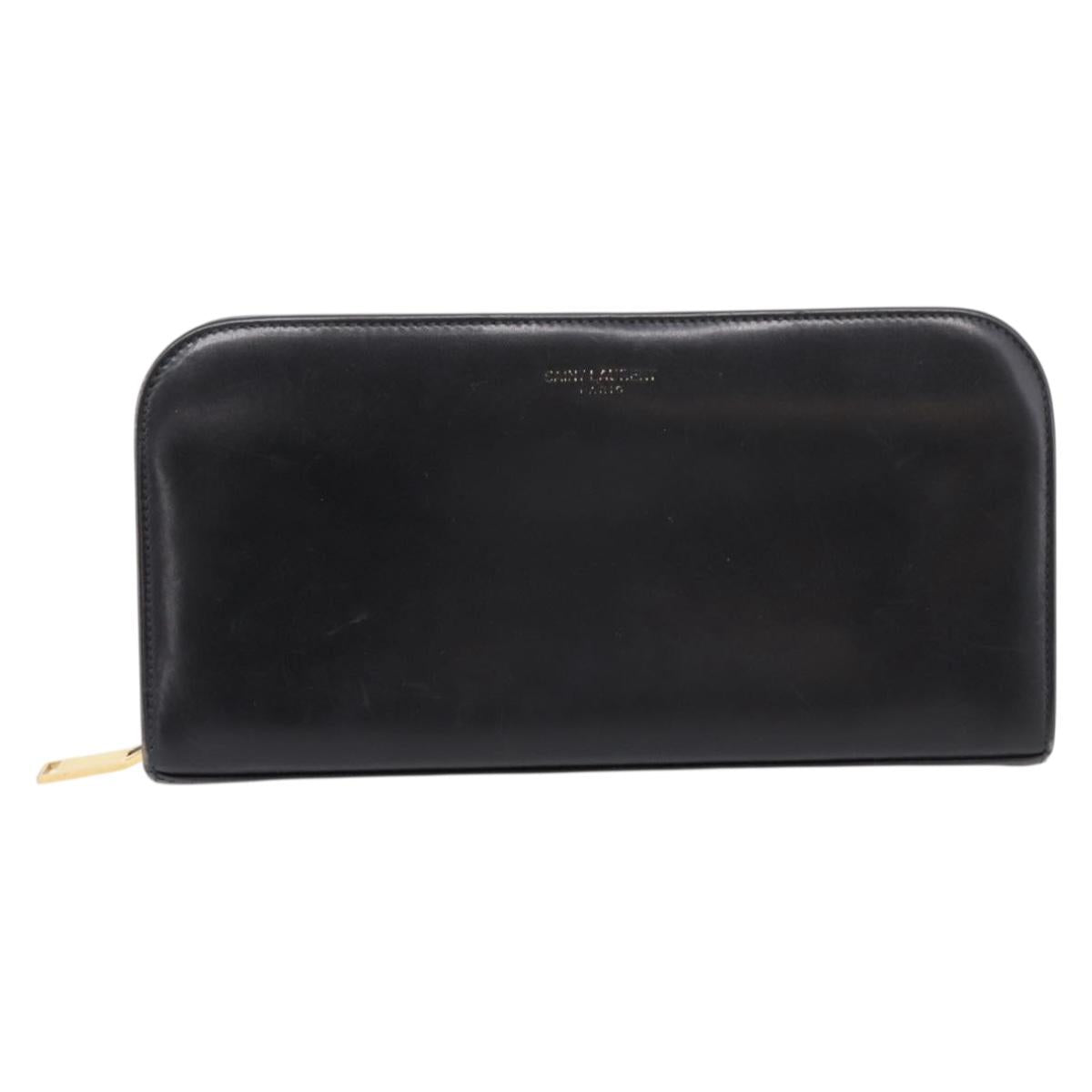 Saint Laurent Long Wallet Leather Black Gold