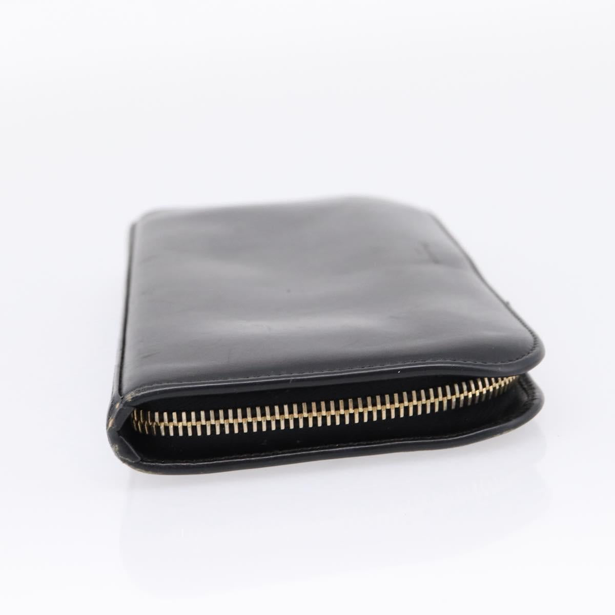 Saint Laurent Long Wallet Leather Black Gold