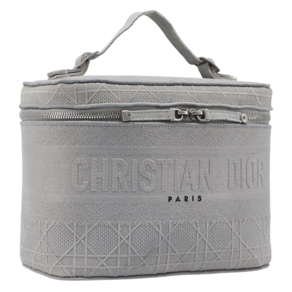 Christian Dior D-Lite Vanity Cosmetic Pouch Canvas Gray Silver