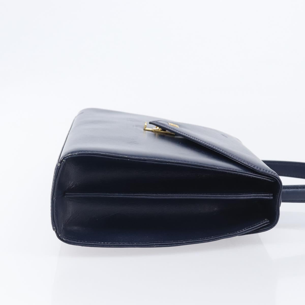 GIVENCHY Hand Bag Leather Navy Gold Tone
