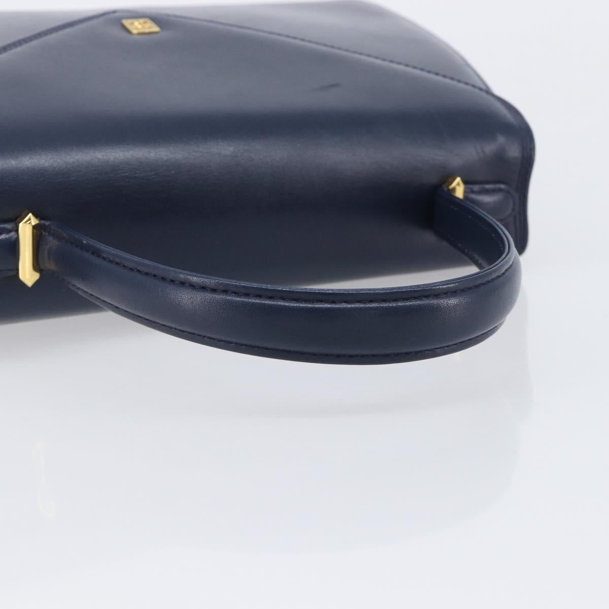 GIVENCHY Hand Bag Leather Navy Gold Tone