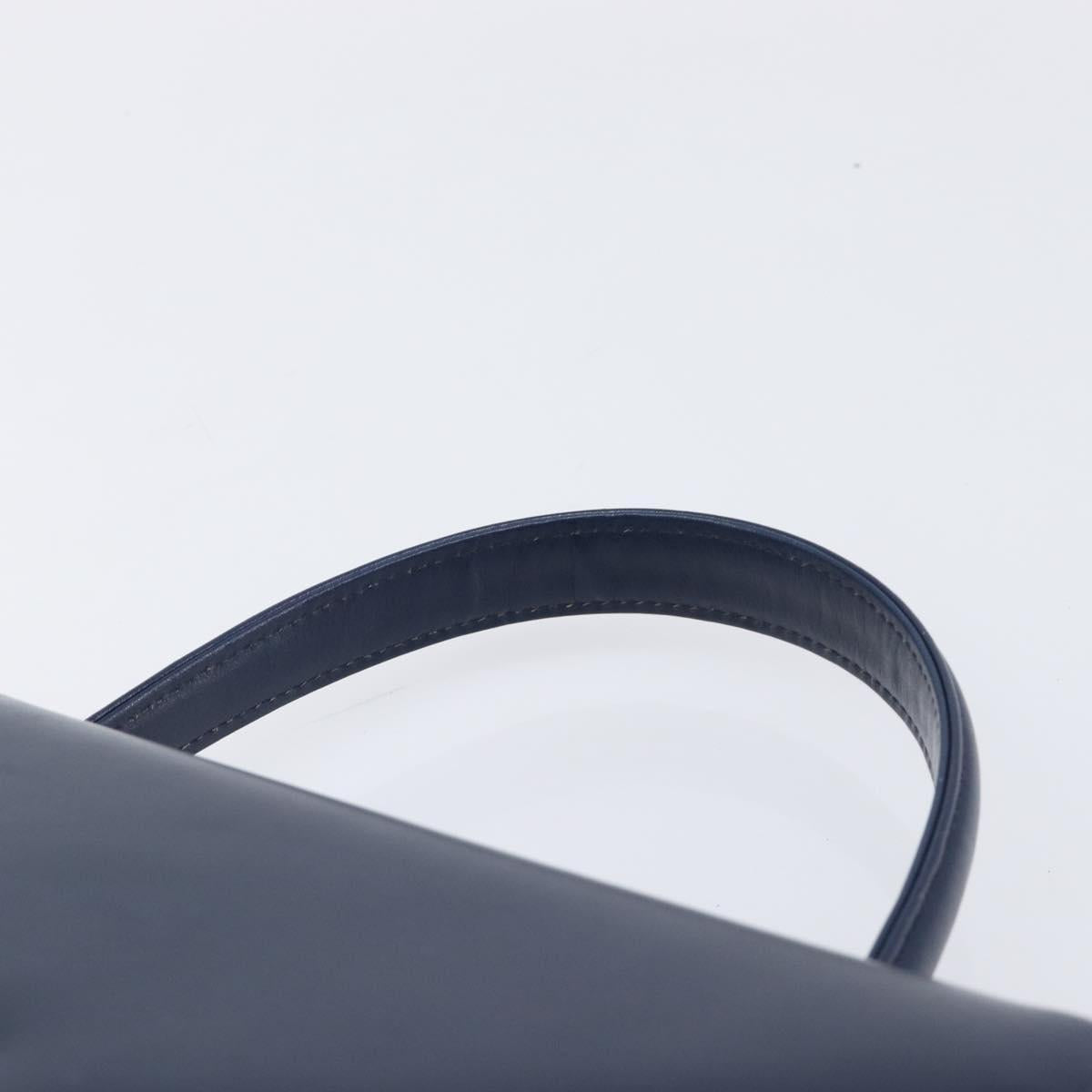 GIVENCHY Hand Bag Leather Navy Gold Tone