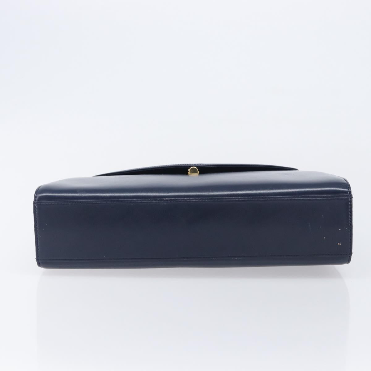 GIVENCHY Hand Bag Leather Navy Gold Tone