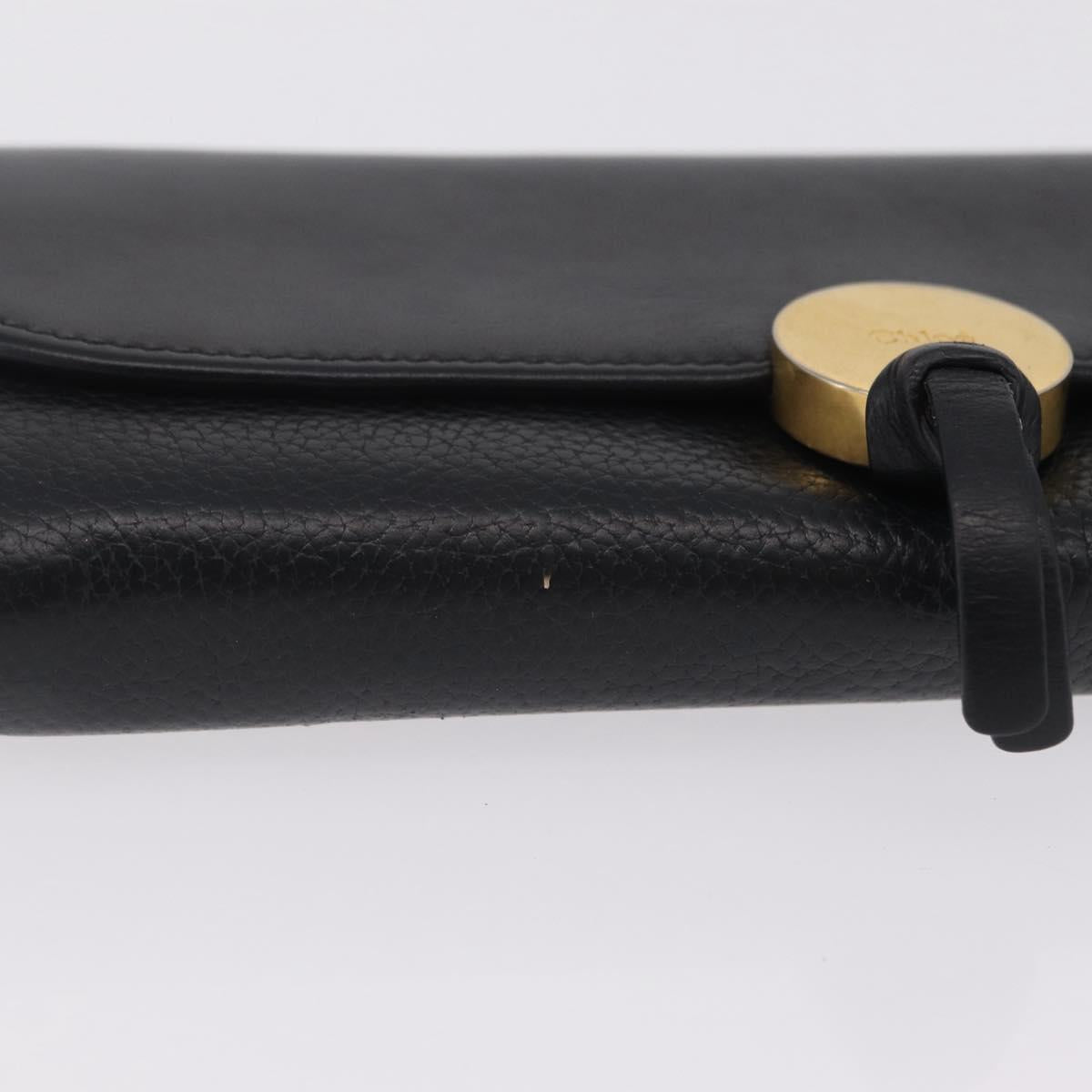 Chloe Indie Long Wallet Leather Black Gold Tone