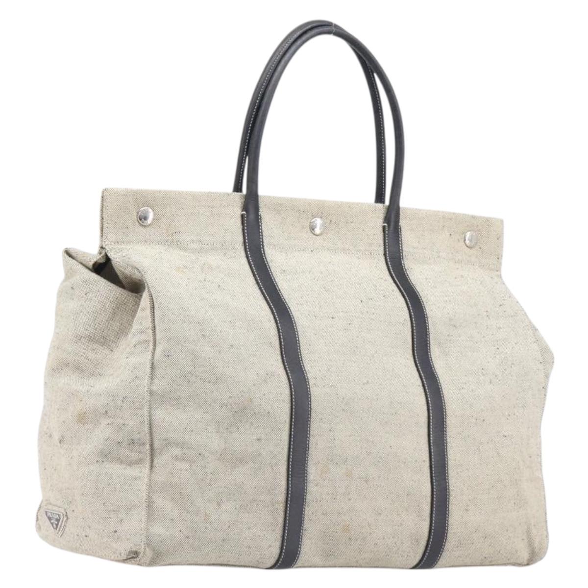 PRADA Tote Bag Canvas Gray Silver