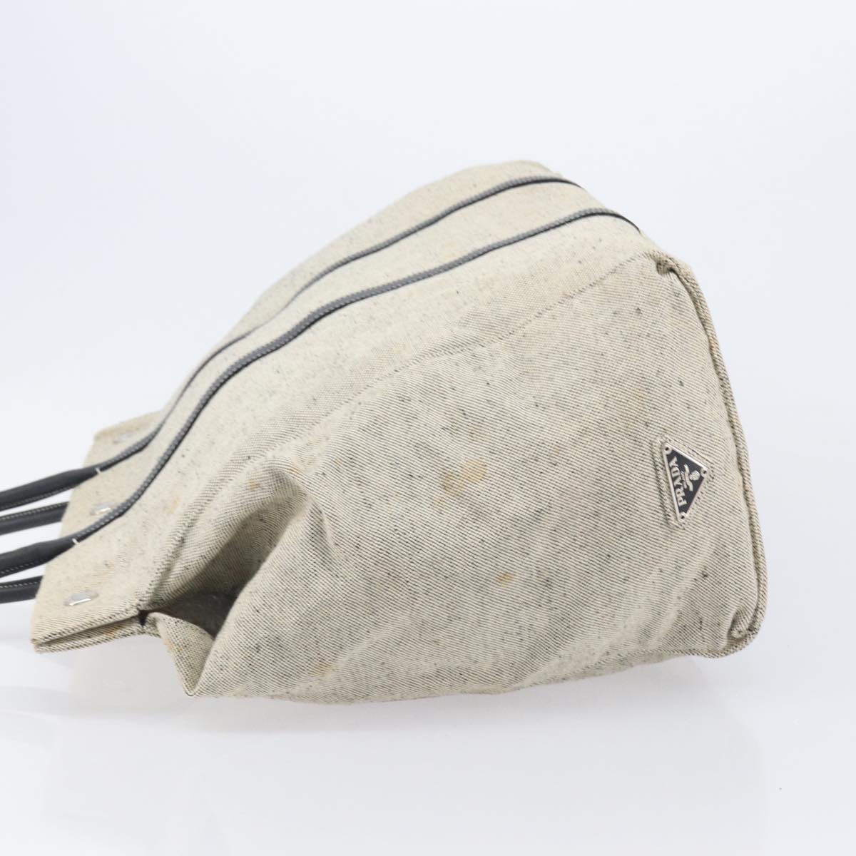 PRADA Tote Bag Canvas Gray Silver