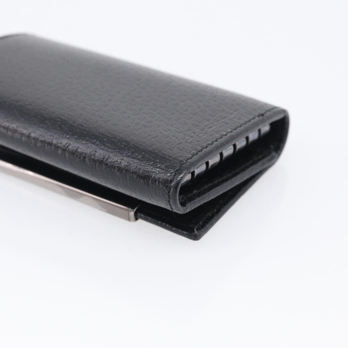 GUCCI Key Case Leather Black Silver 033 0959