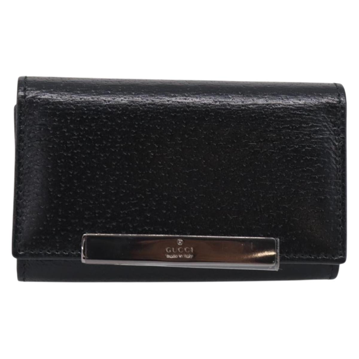 GUCCI Key Case Leather Black Silver 033 0959
