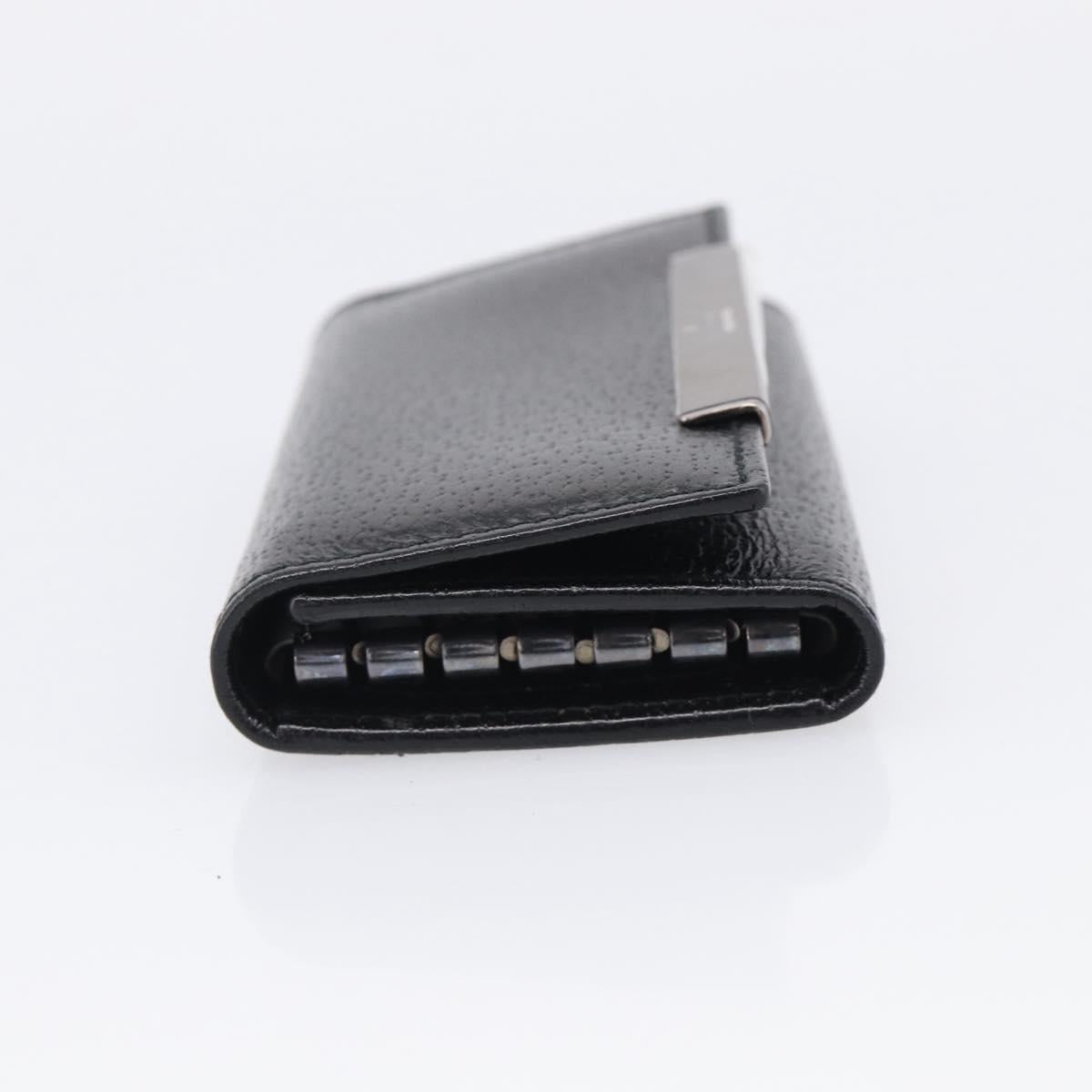 GUCCI Key Case Leather Black Silver 033 0959