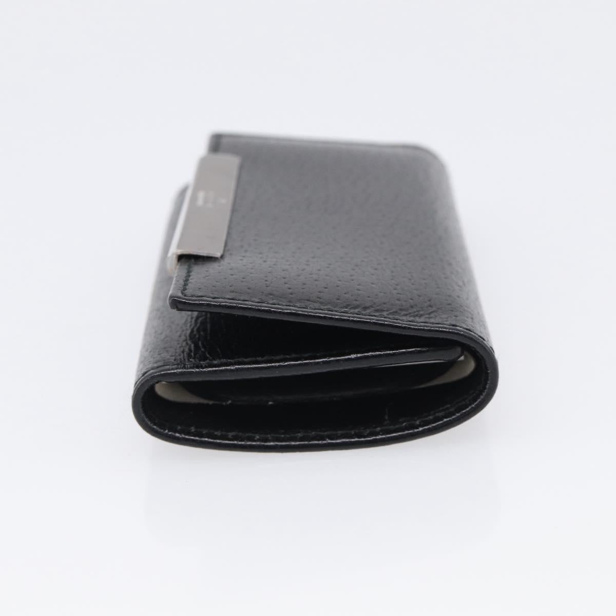 GUCCI Key Case Leather Black Silver 033 0959