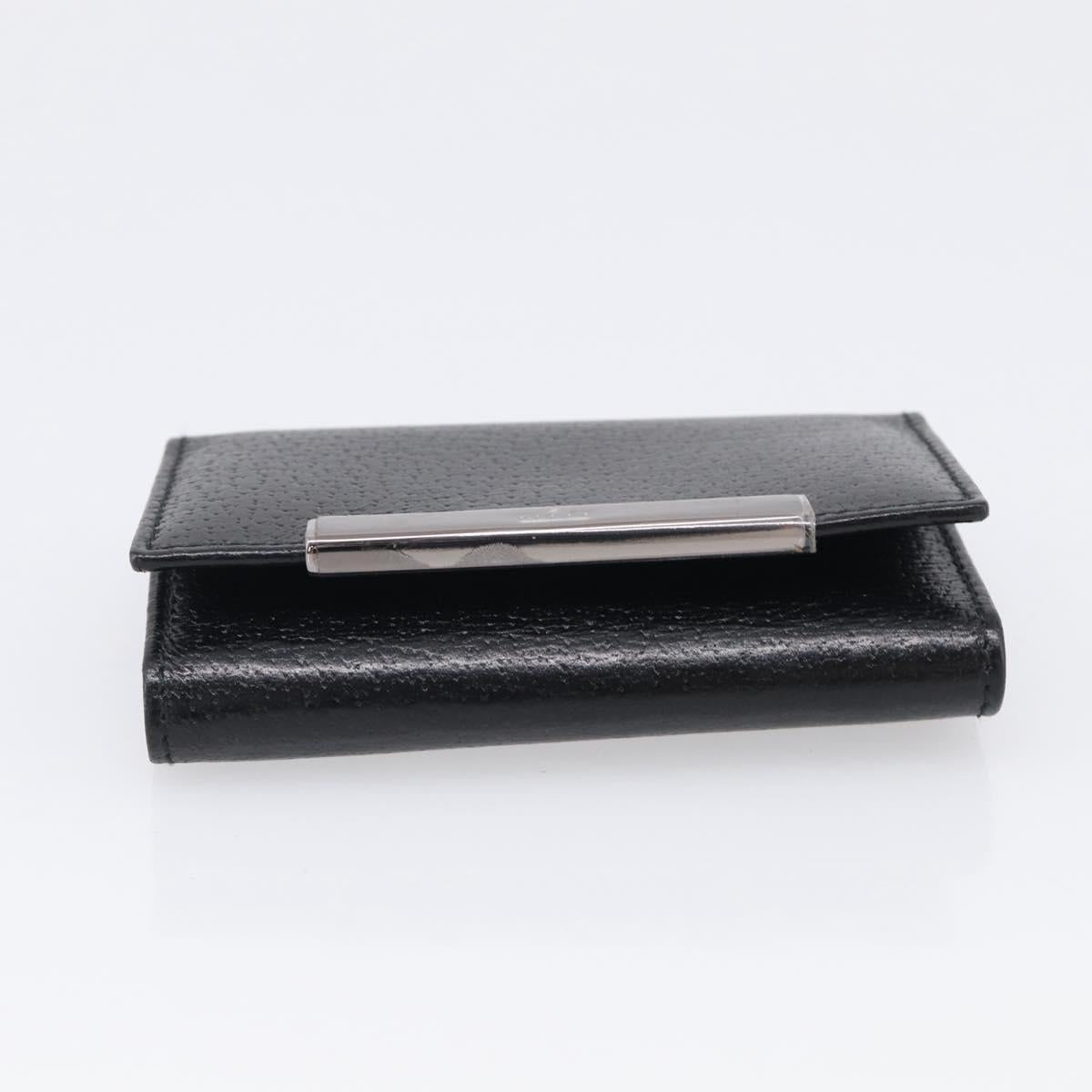 GUCCI Key Case Leather Black Silver 033 0959