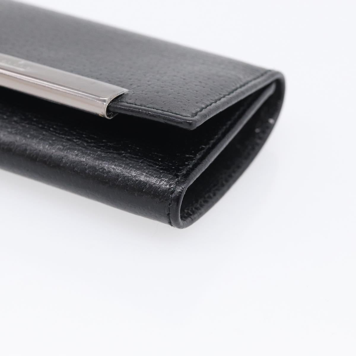 GUCCI Key Case Leather Black Silver 033 0959