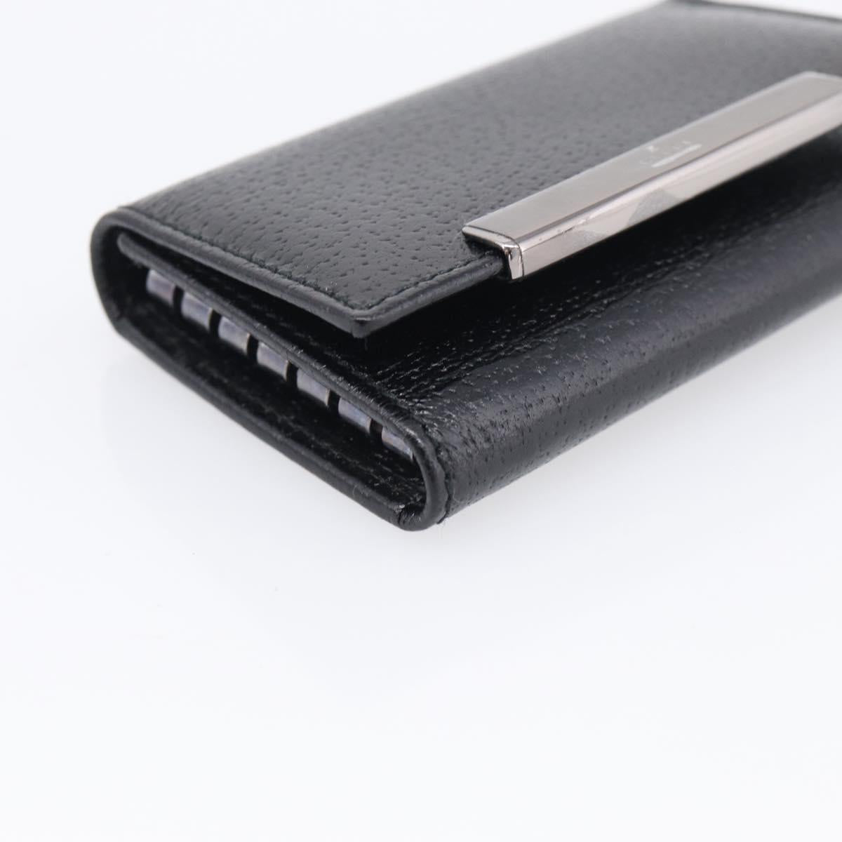 GUCCI Key Case Leather Black Silver 033 0959