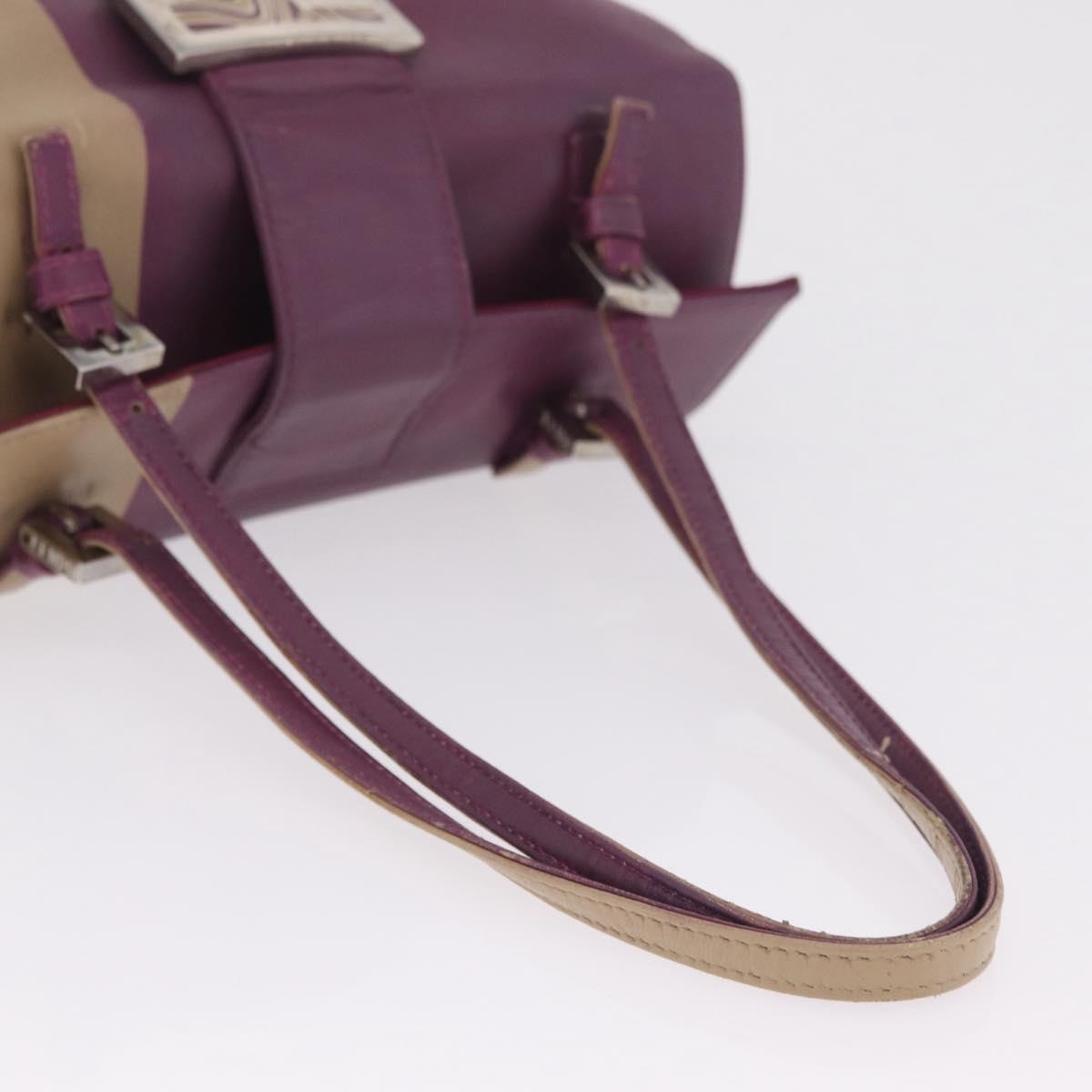 FENDI Hand Bag Leather Purple Silver